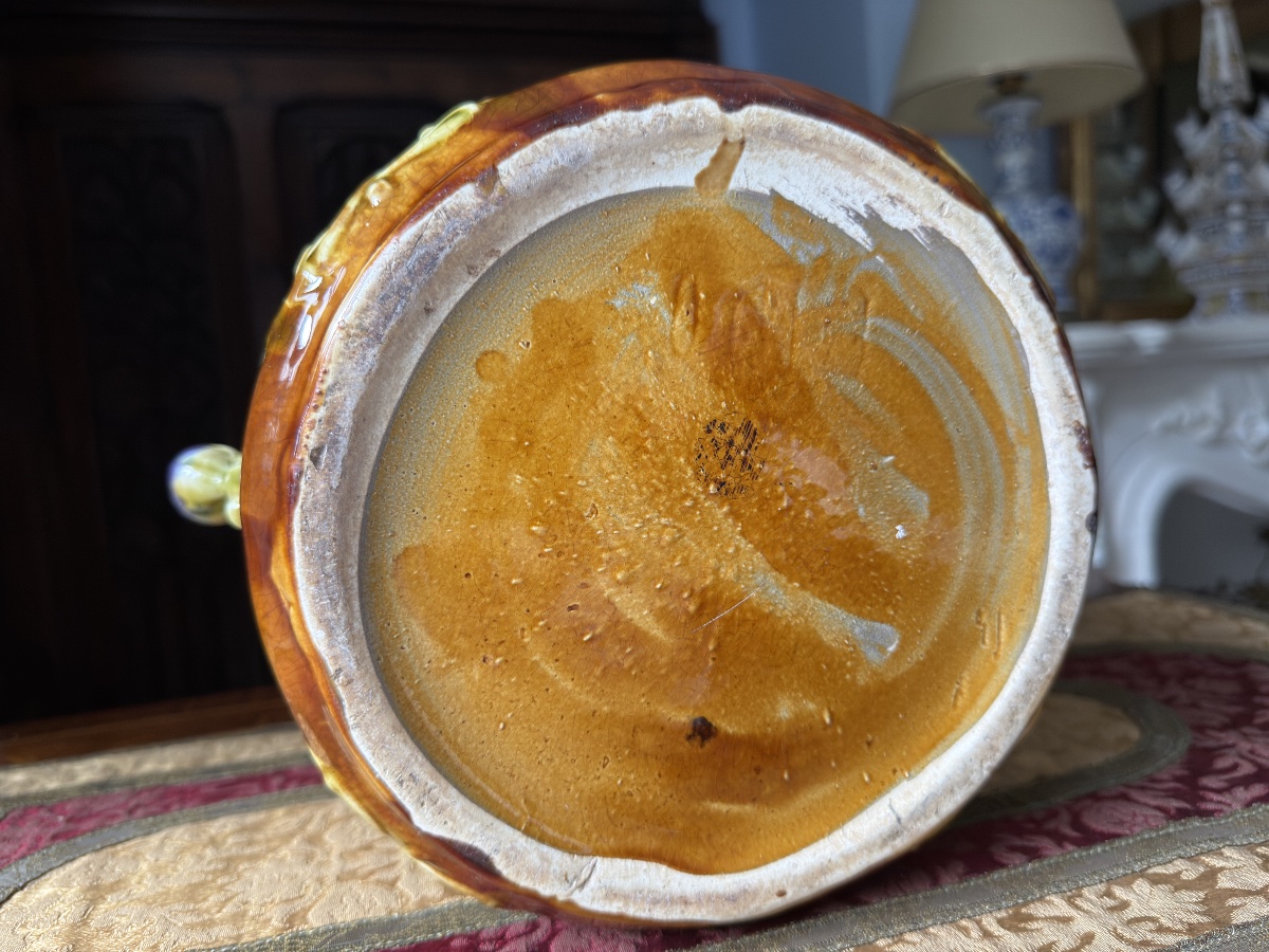 Cache-pot en barbotine en fort relief, France, XIXᵉ siècle-Onnaing-photo-8