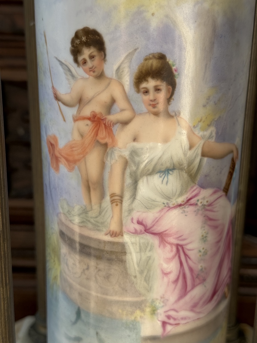 Grand Lampadaire à Pétrole en Onyx, Bronze Doré et Émaux Cloisonnés – Théodule Ribot, Fin XIXᵉ-photo-1