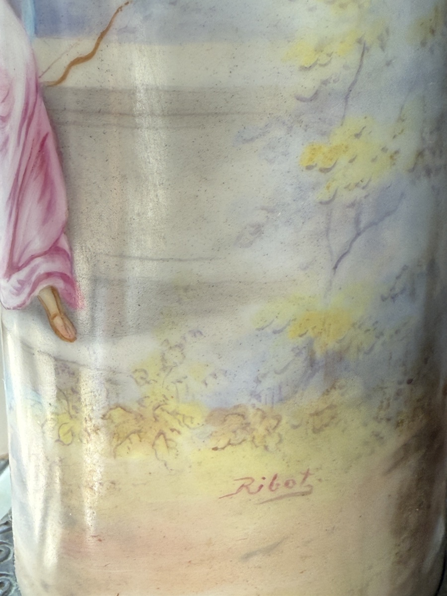 Grand Lampadaire à Pétrole en Onyx, Bronze Doré et Émaux Cloisonnés – Théodule Ribot, Fin XIXᵉ-photo-2