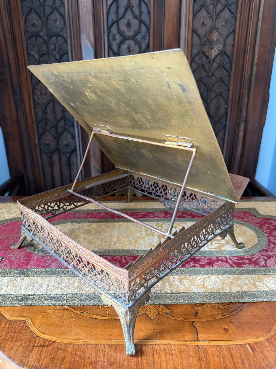 Lutrin en Laiton Massif Doré – XIXe siècle – Lectern Religieux Catholique-photo-6