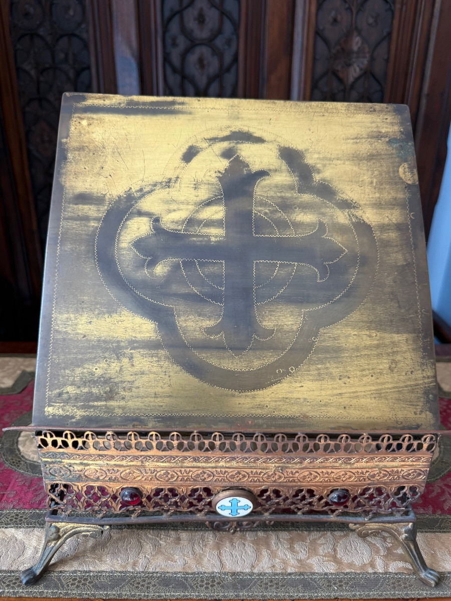 Lutrin en Laiton Massif Doré – XIXe siècle – Lectern Religieux Catholique-photo-7