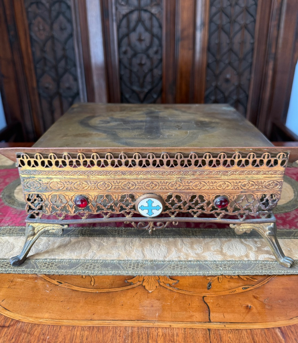Lutrin en Laiton Massif Doré – XIXe siècle – Lectern Religieux Catholique