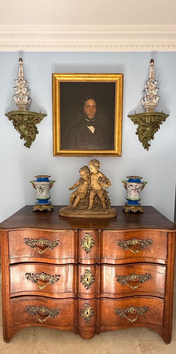 Pair Of Italian Baroque Sconce Brackets In Carved Wood-italy, Second Half 18th Century-photo-4