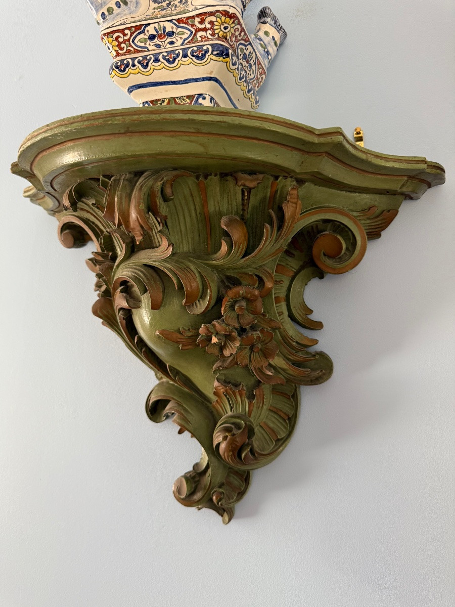 Pair Of Italian Baroque Sconce Brackets In Carved Wood-italy, Second Half 18th Century-photo-2