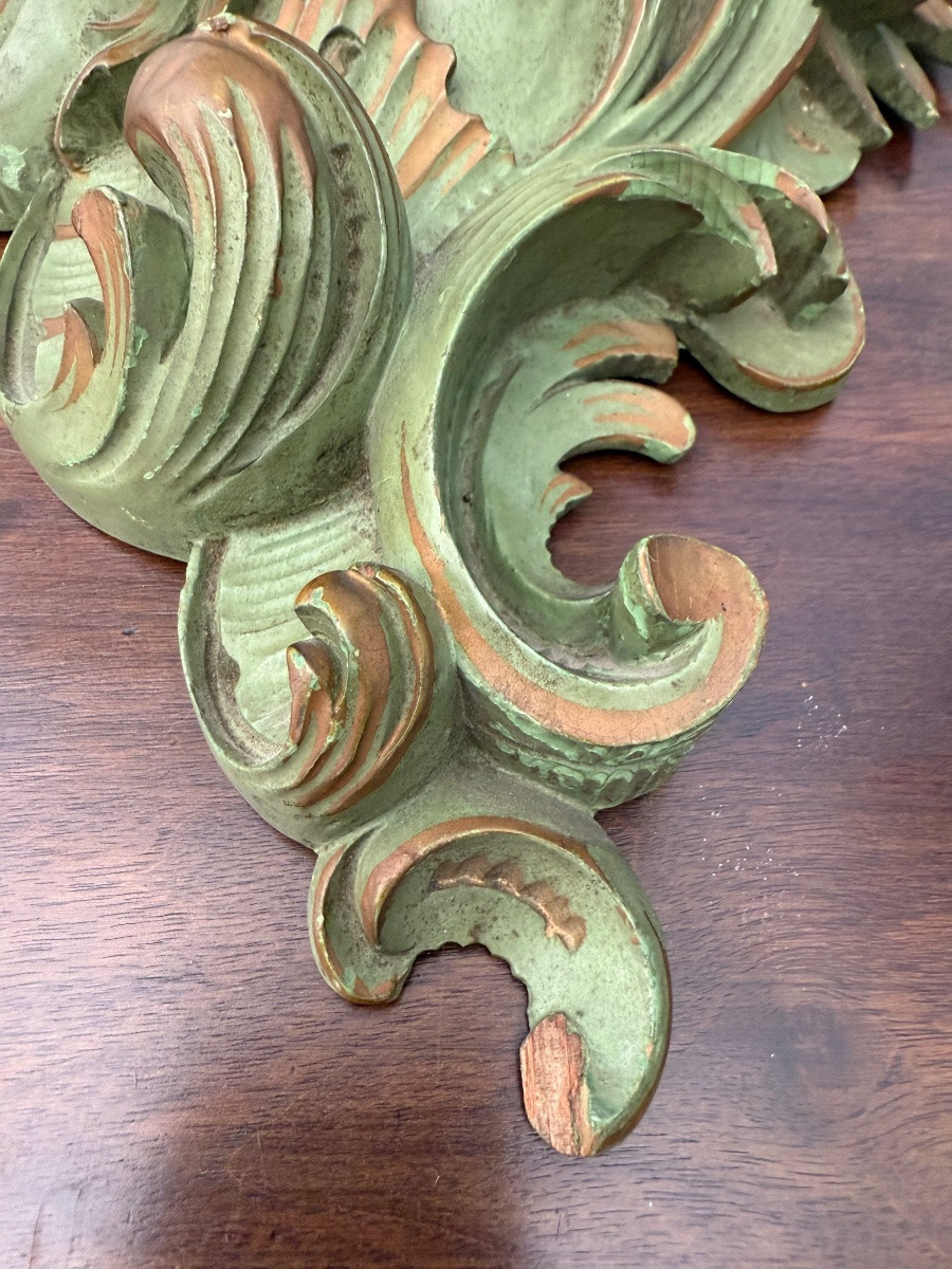 Pair Of Italian Baroque Sconce Brackets In Carved Wood-italy, Second Half 18th Century-photo-8