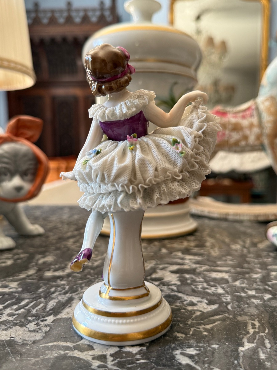 Danseuse en porcelaine de Dresden – Début XIXᵉ siècle - Signé-photo-3