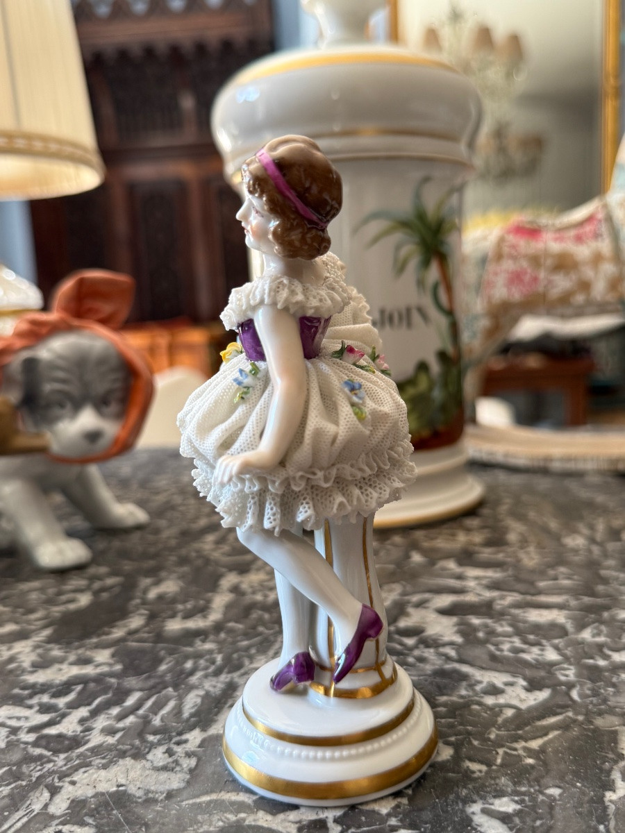 Danseuse en porcelaine de Dresden – Début XIXᵉ siècle - Signé-photo-4