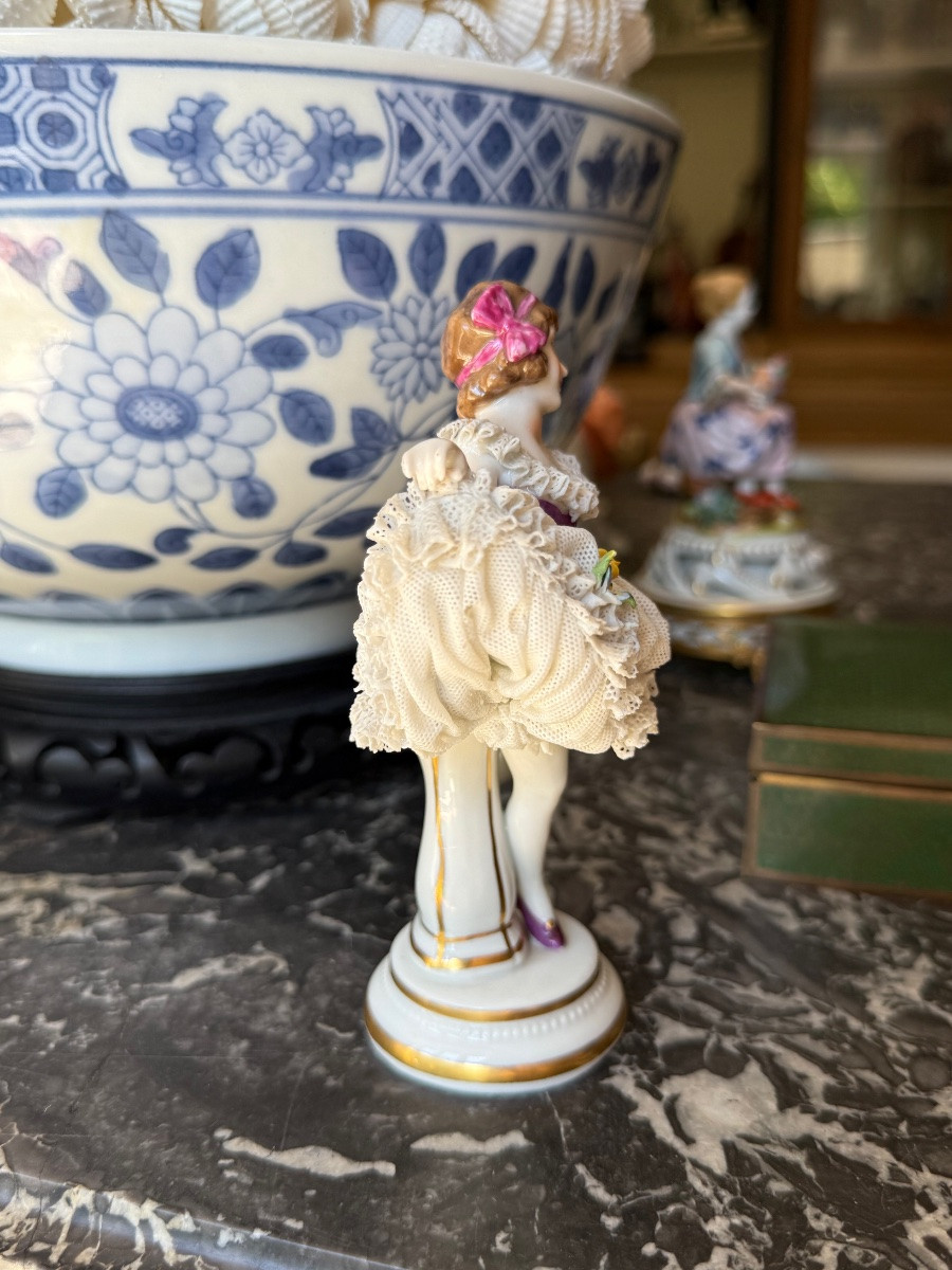 Danseuse en porcelaine de Dresden – Début XIXᵉ siècle - Signé-photo-6