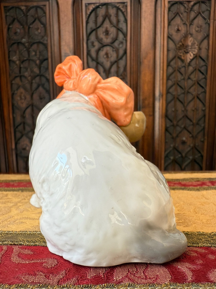 Chien en porcelaine au Mouchoir – Humour Anthropomorphe vers 1900, Gebrüder Heubach, Lichte,-photo-5