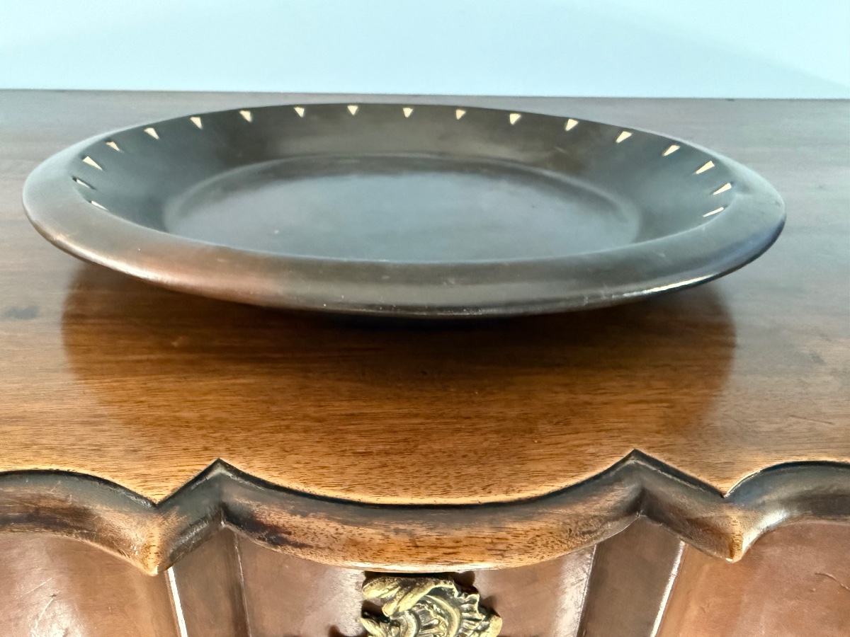 Berber Dish In Ebony Terracotta With Bone Inlays - High Atlas, Circa 1920-1960-photo-3