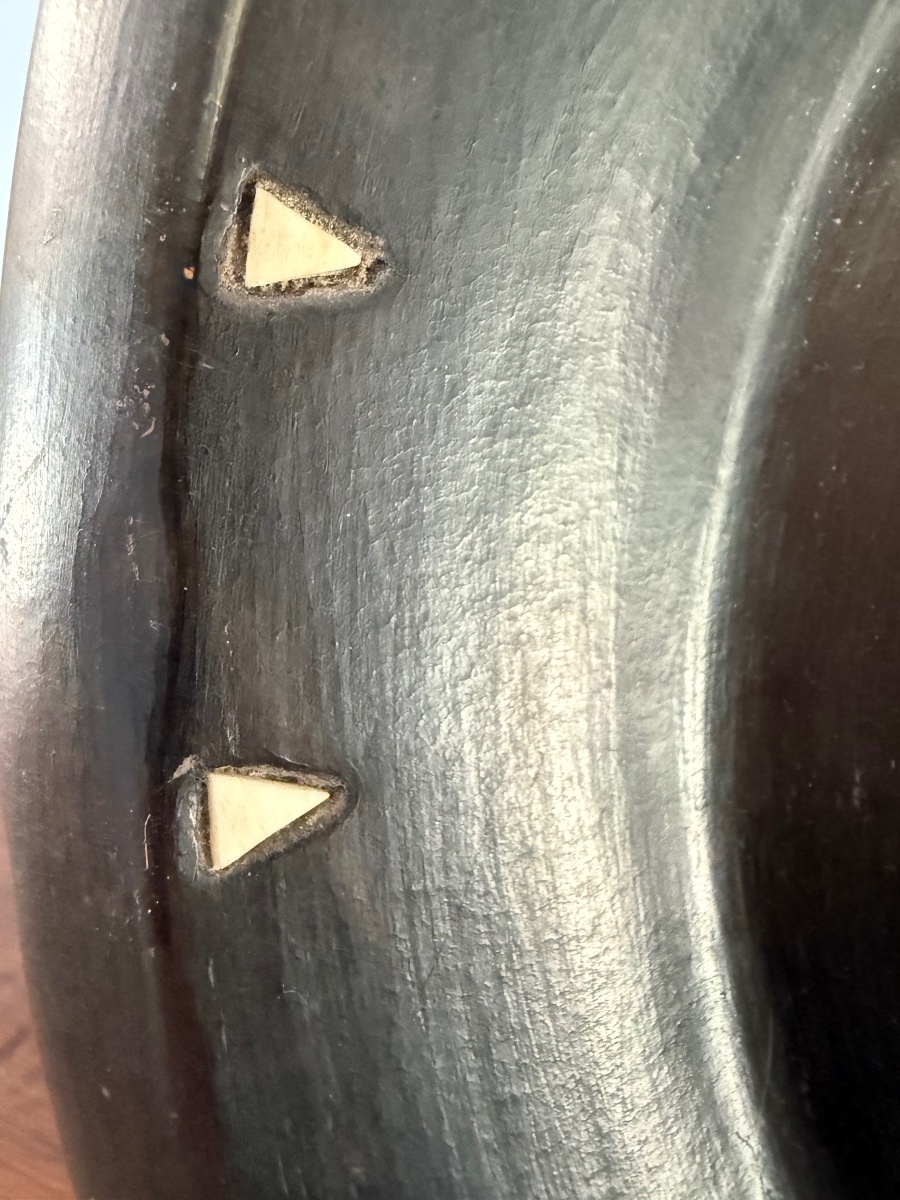 Berber Dish In Ebony Terracotta With Bone Inlays - High Atlas, Circa 1920-1960-photo-3