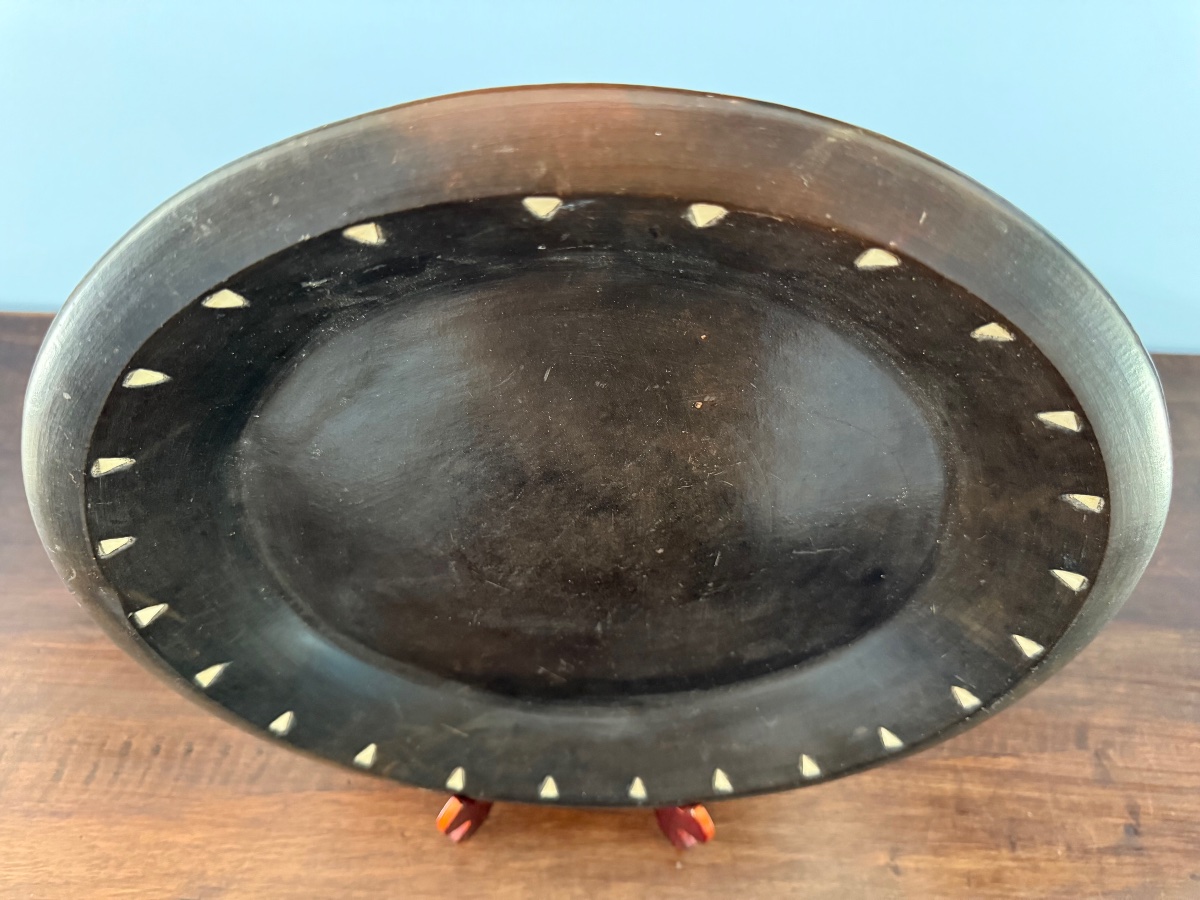 Berber Dish In Ebony Terracotta With Bone Inlays - High Atlas, Circa 1920-1960-photo-4