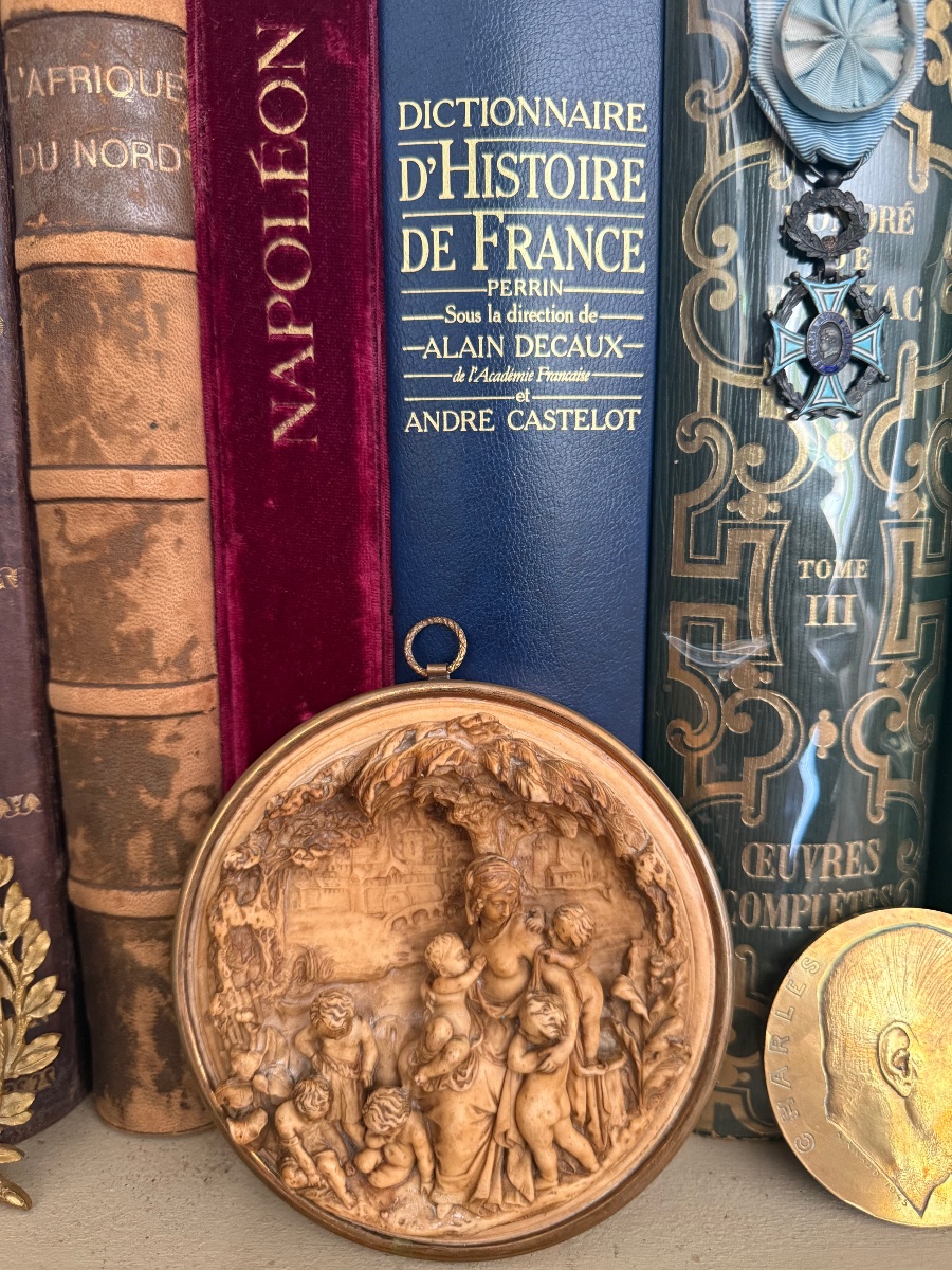 Ceruse Plaster Frame - XIXᵉ Century, Circa 1880 - High Relief, Brass Hooping-photo-6