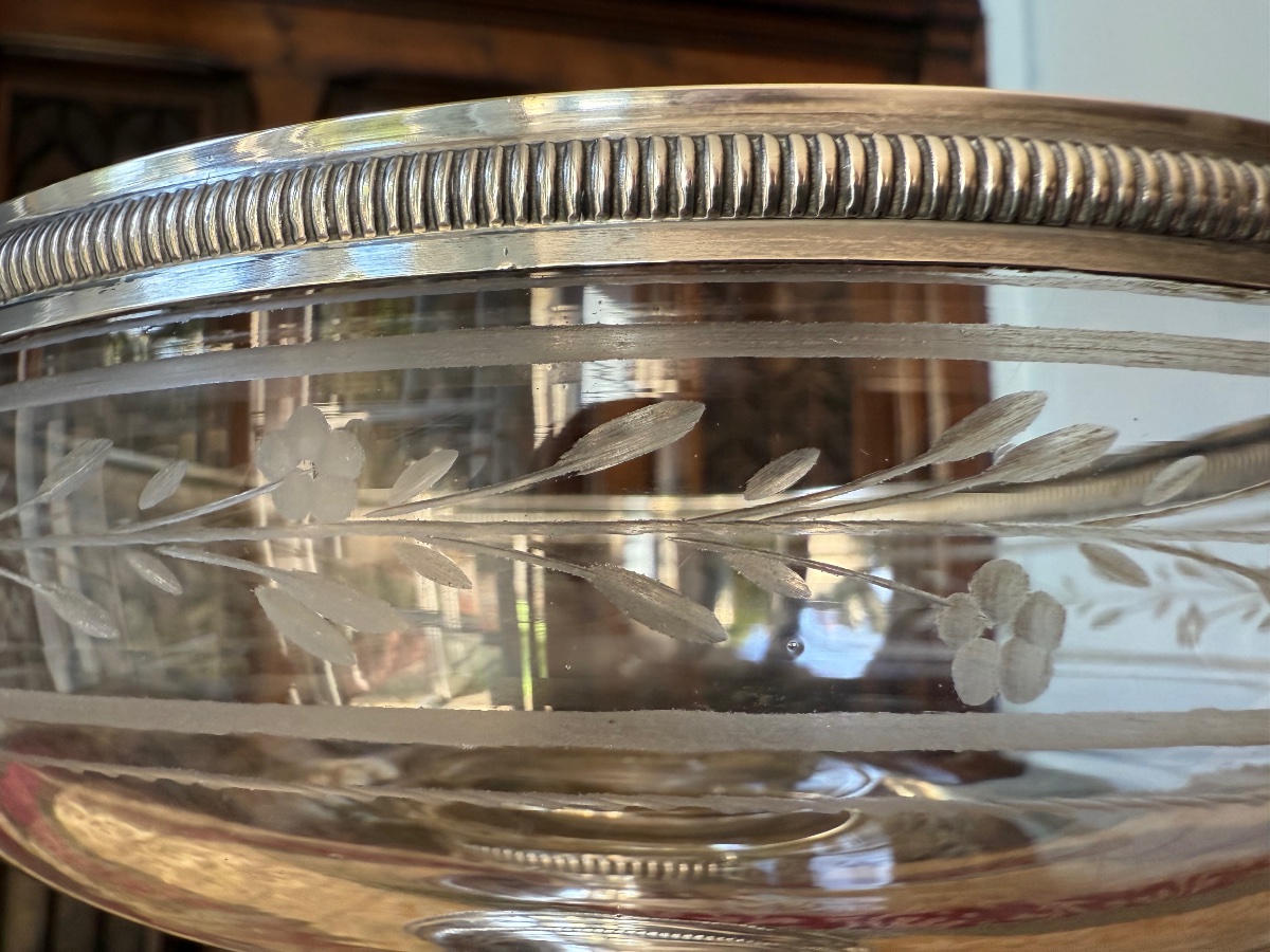 Cut Crystal Goblet With Silver Mount, -photo-3