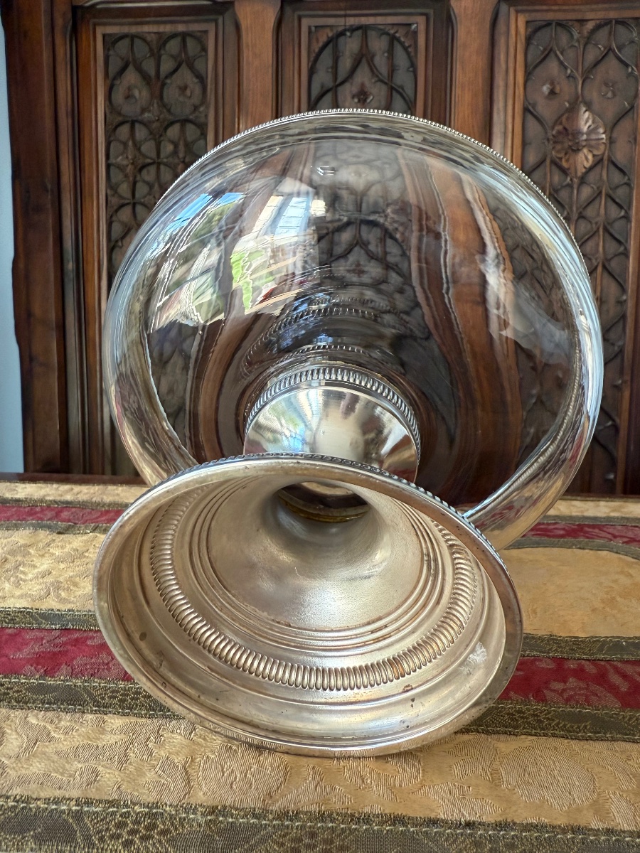 Cut Crystal Goblet With Silver Mount, -photo-7