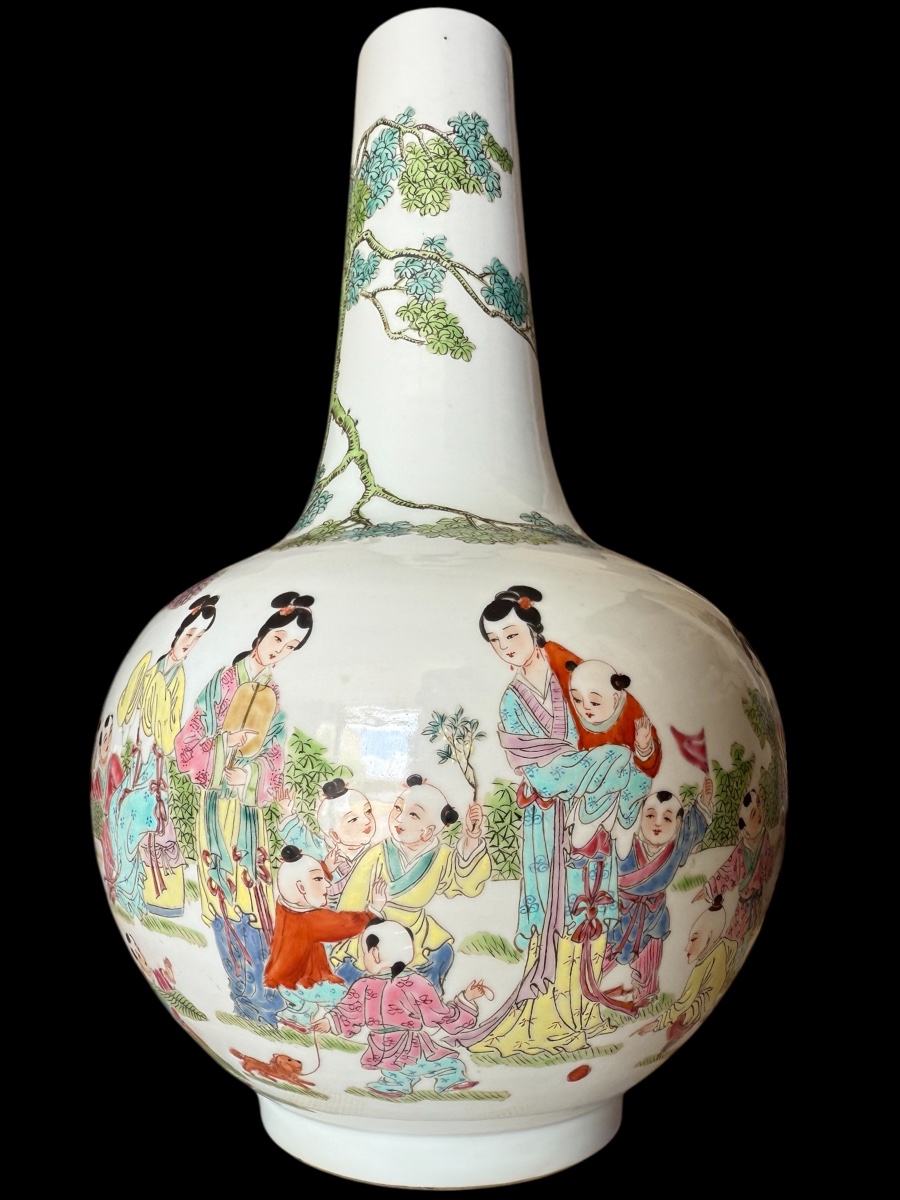 Vase en porcelaine polychrome, décor famille rose – Chine – fin XIX début XXᵉ siècle-photo-3