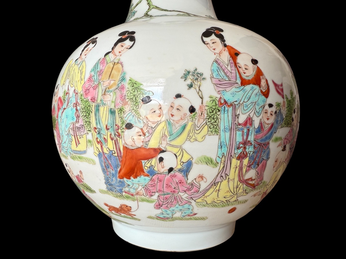 Vase en porcelaine polychrome, décor famille rose – Chine – fin XIX début XXᵉ siècle-photo-4