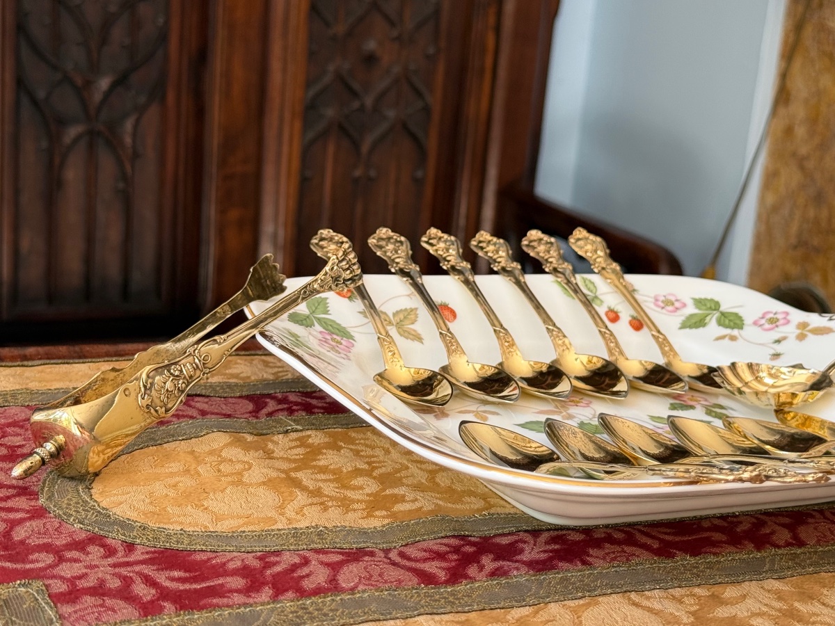 Set Of Twelve Pointed Spoons Made Of Solid Silver With A Vermeil Finish - Minerva Hallmark - France-photo-3