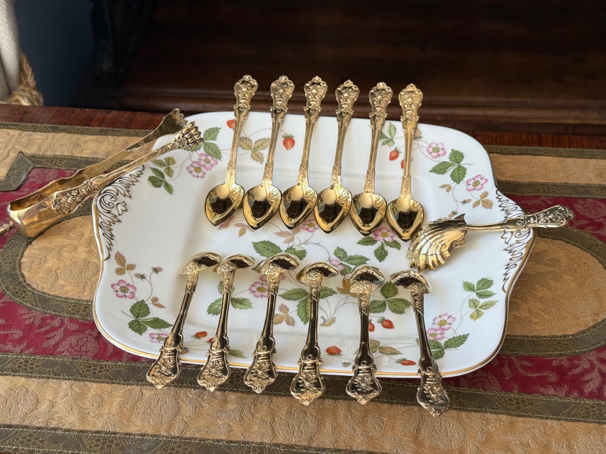 Set Of Twelve Pointed Spoons Made Of Solid Silver With A Vermeil Finish - Minerva Hallmark - France-photo-6