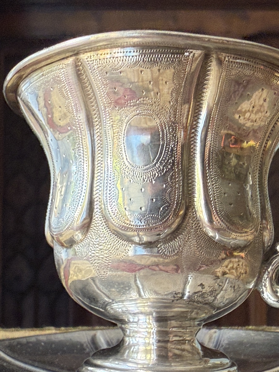 Solid Silver Cup And Saucer, France, Late 19th Century—minerva I Hallmark And Silversmith’s Hallmark-photo-5