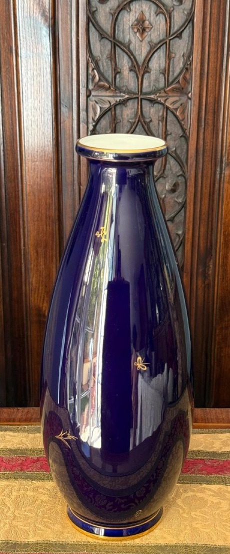 Sèvres National Porcelain Manufactory — Sèvres Blue-ground Porcelain Baluster Vase, 20th Century