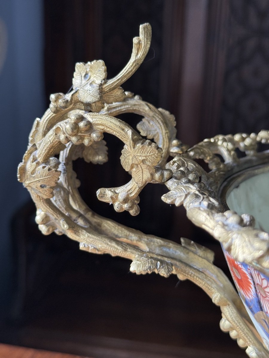 Grande Coupe Napoléon III en Porcelaine Imari et Bronze Doré-photo-4