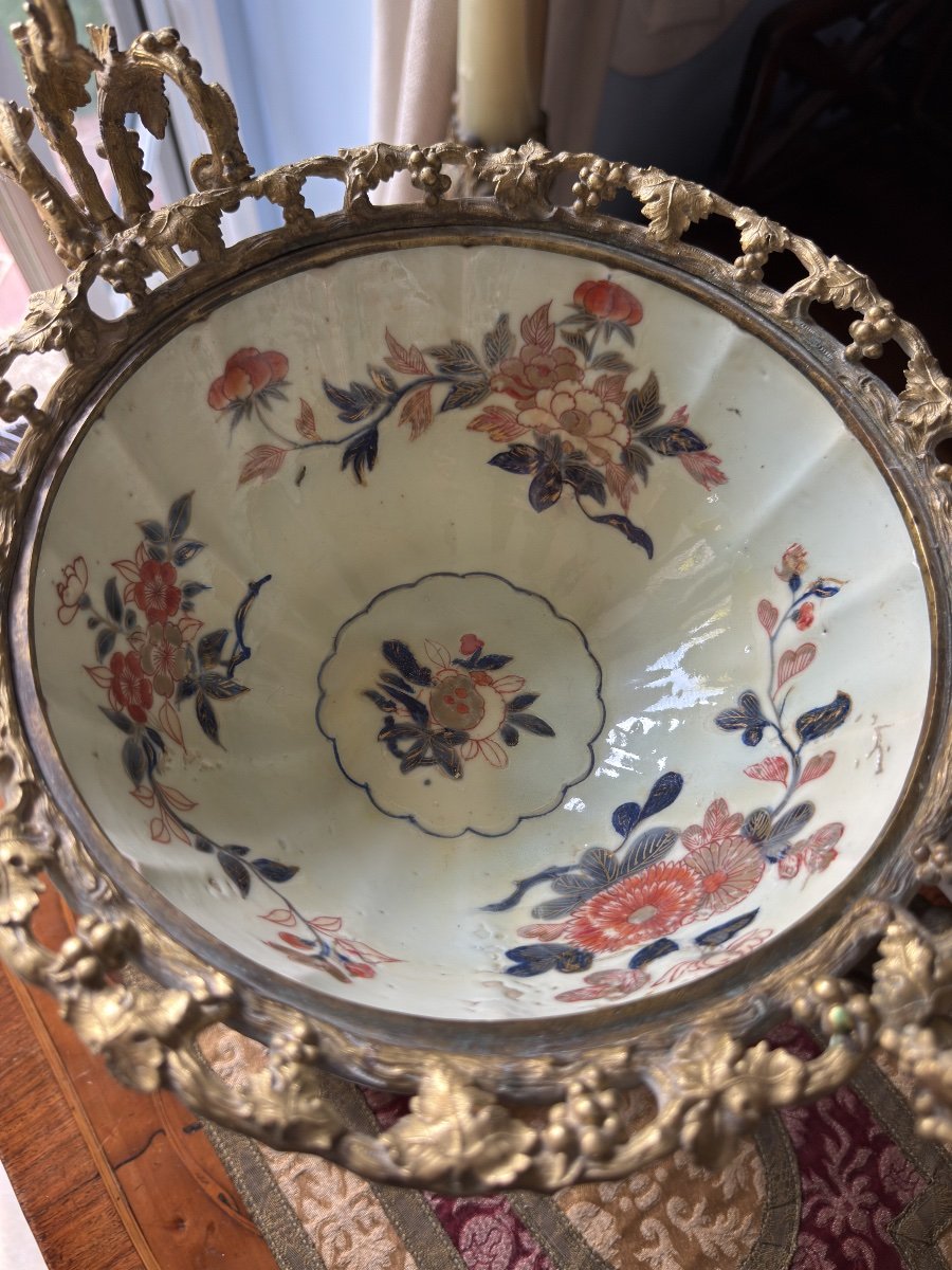 Grande Coupe Napoléon III en Porcelaine Imari et Bronze Doré-photo-6
