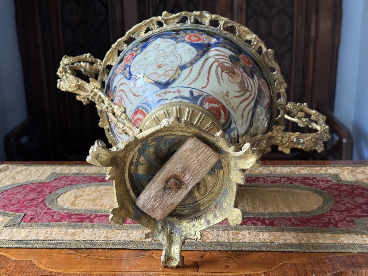 Grande Coupe Napoléon III en Porcelaine Imari et Bronze Doré-photo-7