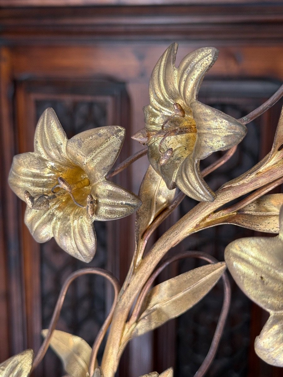 Paire de Candélabre à Bouquet, Bronze Doré Ciselé, Époque XIXe - Style Louis XVI --photo-3