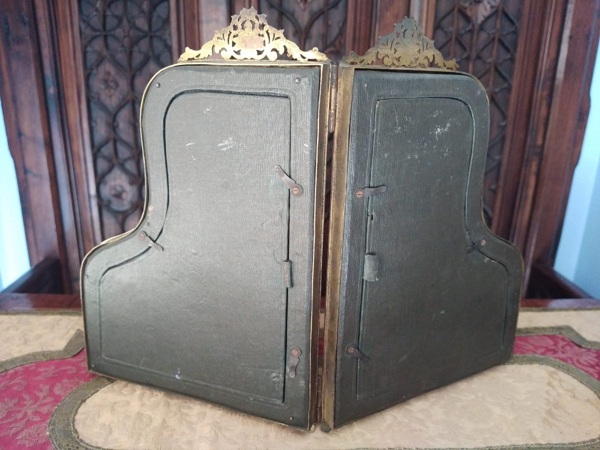Double Folding Frame In Mahogany And Gilded Bronze, Napoleon III Period — Family Portrait-photo-5