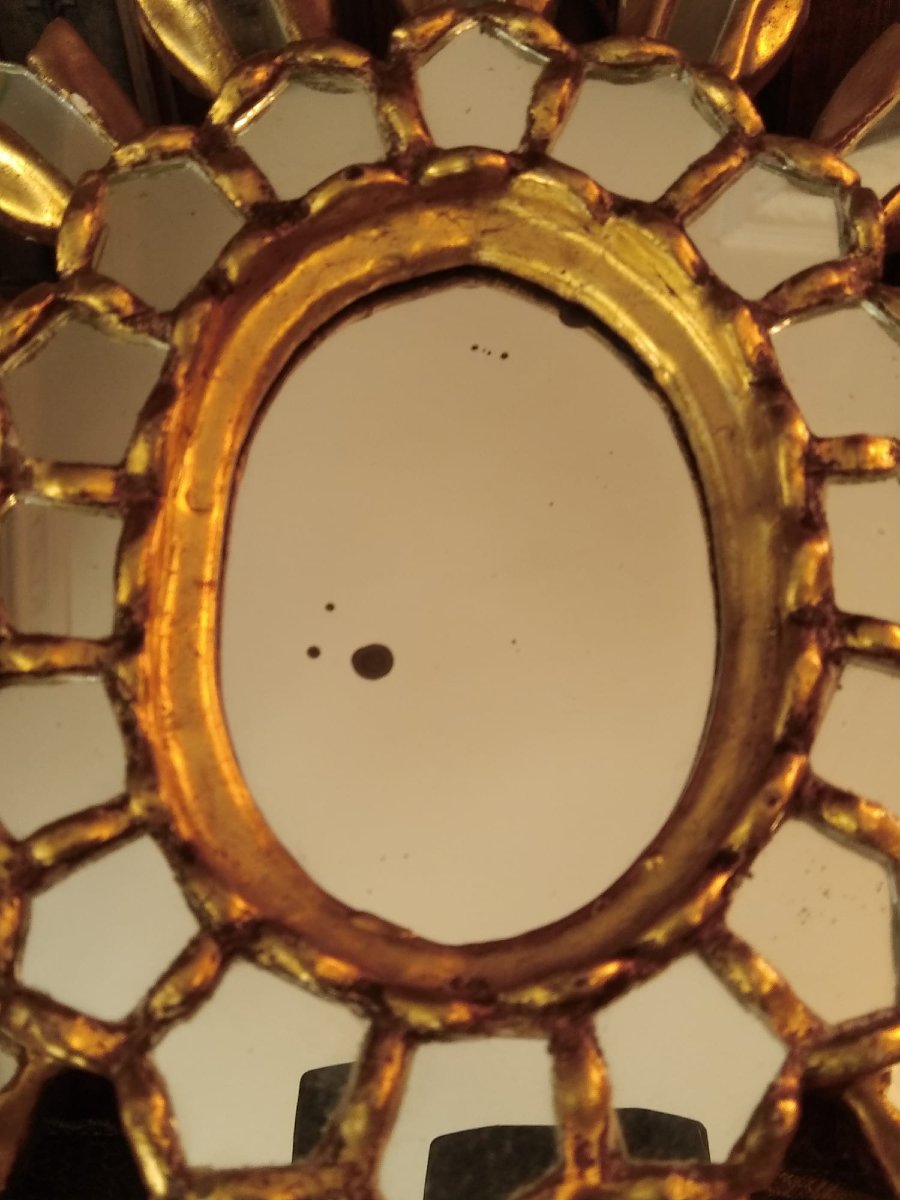 Miroir soleil en bois doré et éclats de miroir – dans le goût de Line Vautrin-photo-5
