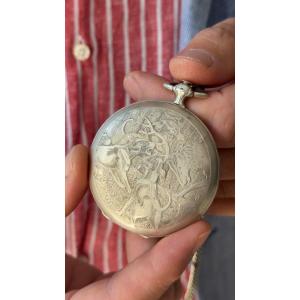 Tripartite Silver Numismatic Case For Louis d'Or – Huguenin, Swiss Goldsmith, Late 19th Century