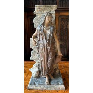 J. Guillot (1865–1911) Jeune fille arabe à la cruche, vers 1887 Régule à patine polychrome,