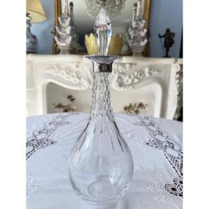 Lalique Crystal - Chinon Molded Crystal And Silver Decanter Hallmarked, Paris 1977 