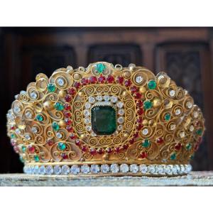 Gilt Brass Ecclesiastical Crown, Tiara - France, 19th Century