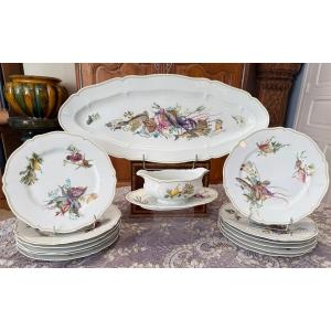 Haviland, Limoges — “calanques” Fish Dinner Service, A 14-piece Decorative Polychrome Set