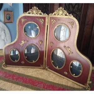 Double Folding Frame In Mahogany And Gilded Bronze, Napoleon III Period — Family Portrait