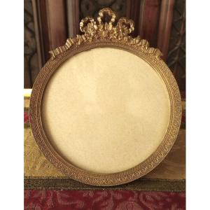 Round Frame In Chiseled Gilded Bronze, Napoleon III Period — Height 16.5 Cm, Width 14 Cm