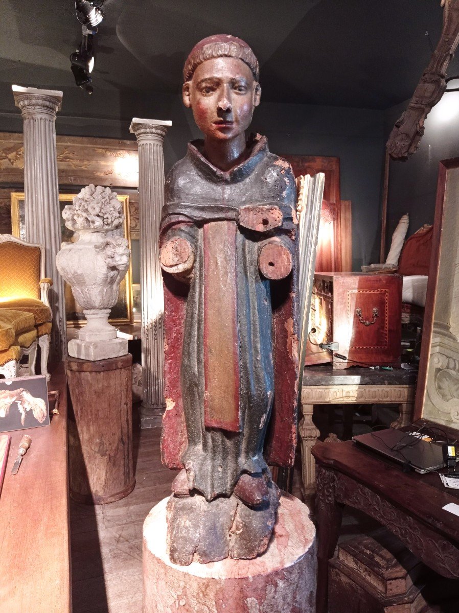 16th Century Wooden Statue Saint Anthony