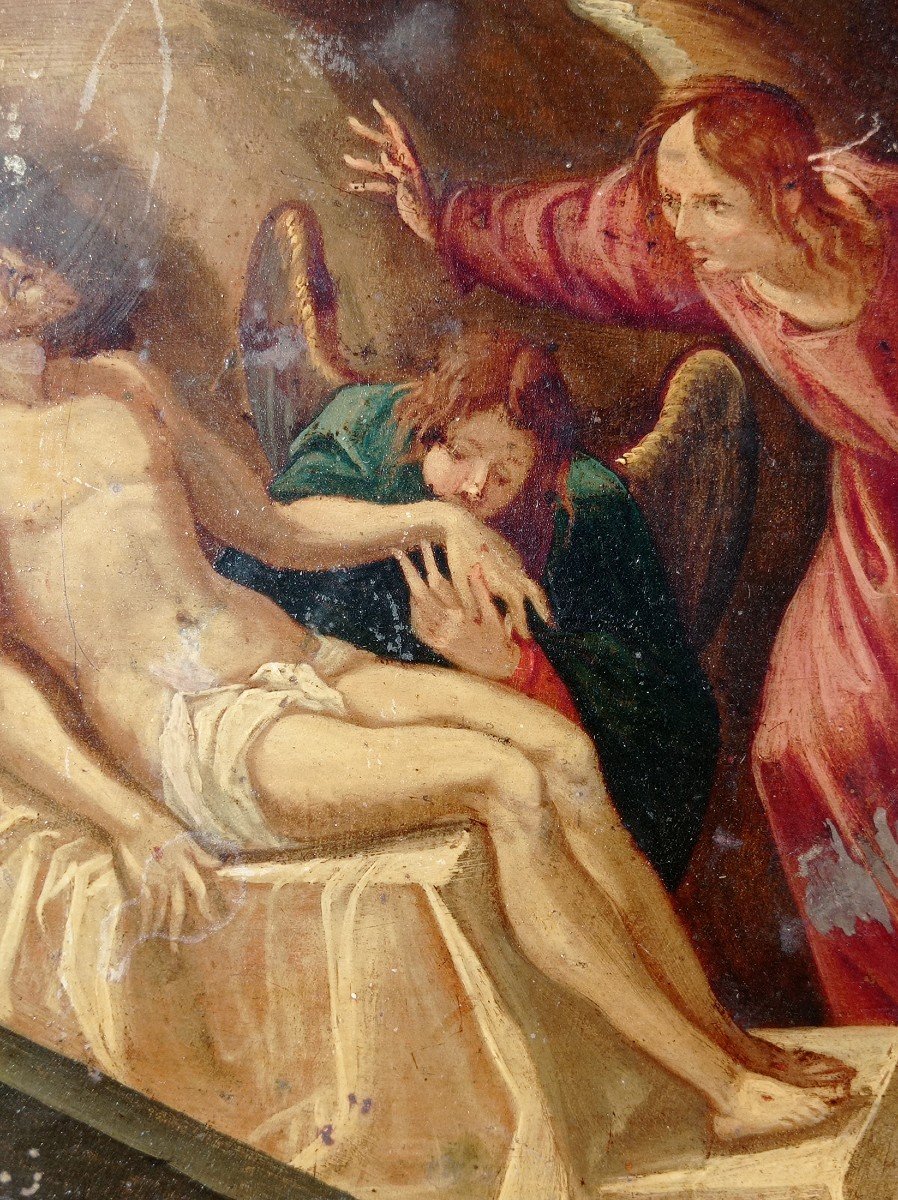 Oil On Copper Circa 1700 Lamentation-photo-3