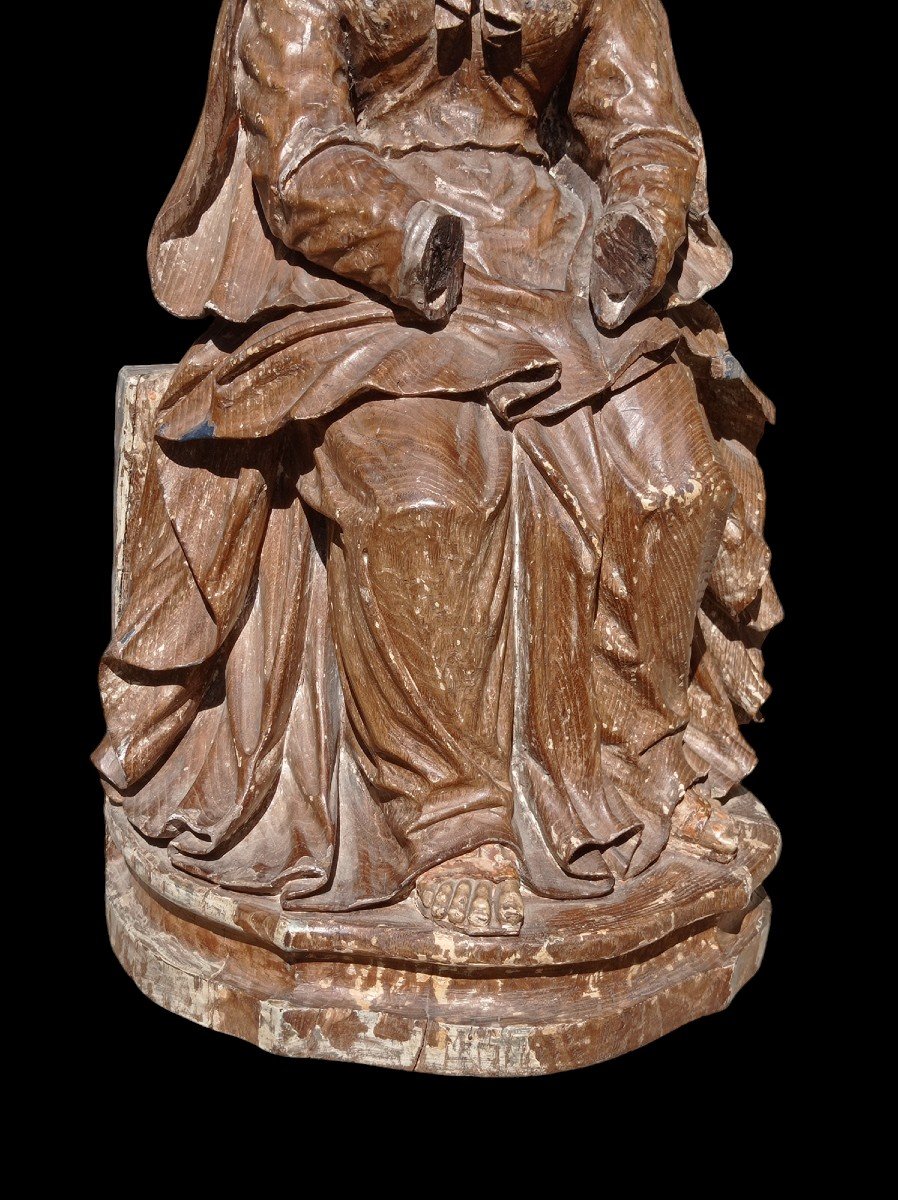 17th Century Seated Virgin Sculpture-photo-2