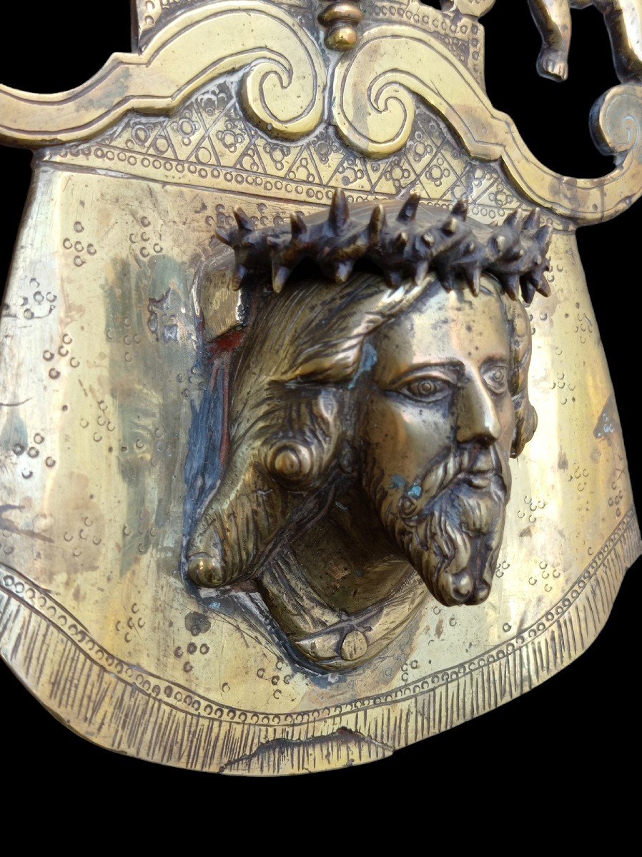 Benitier Bronze Crucifix XVIIth Century-photo-2