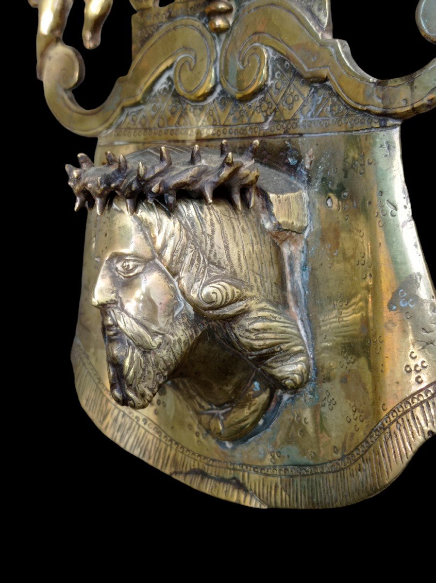 Benitier Bronze Crucifix XVIIth Century-photo-3