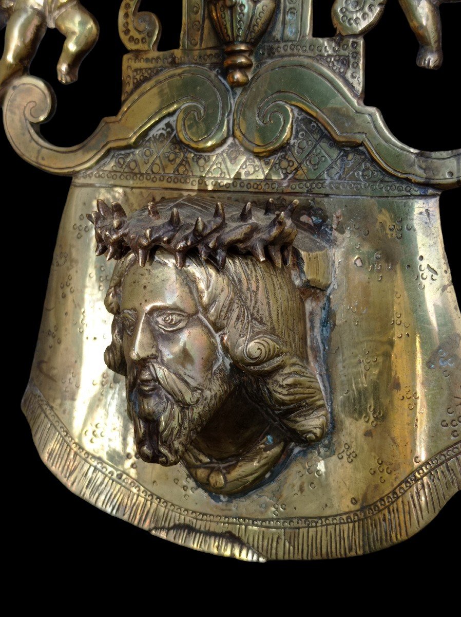 Benitier Bronze Crucifix XVIIth Century-photo-4