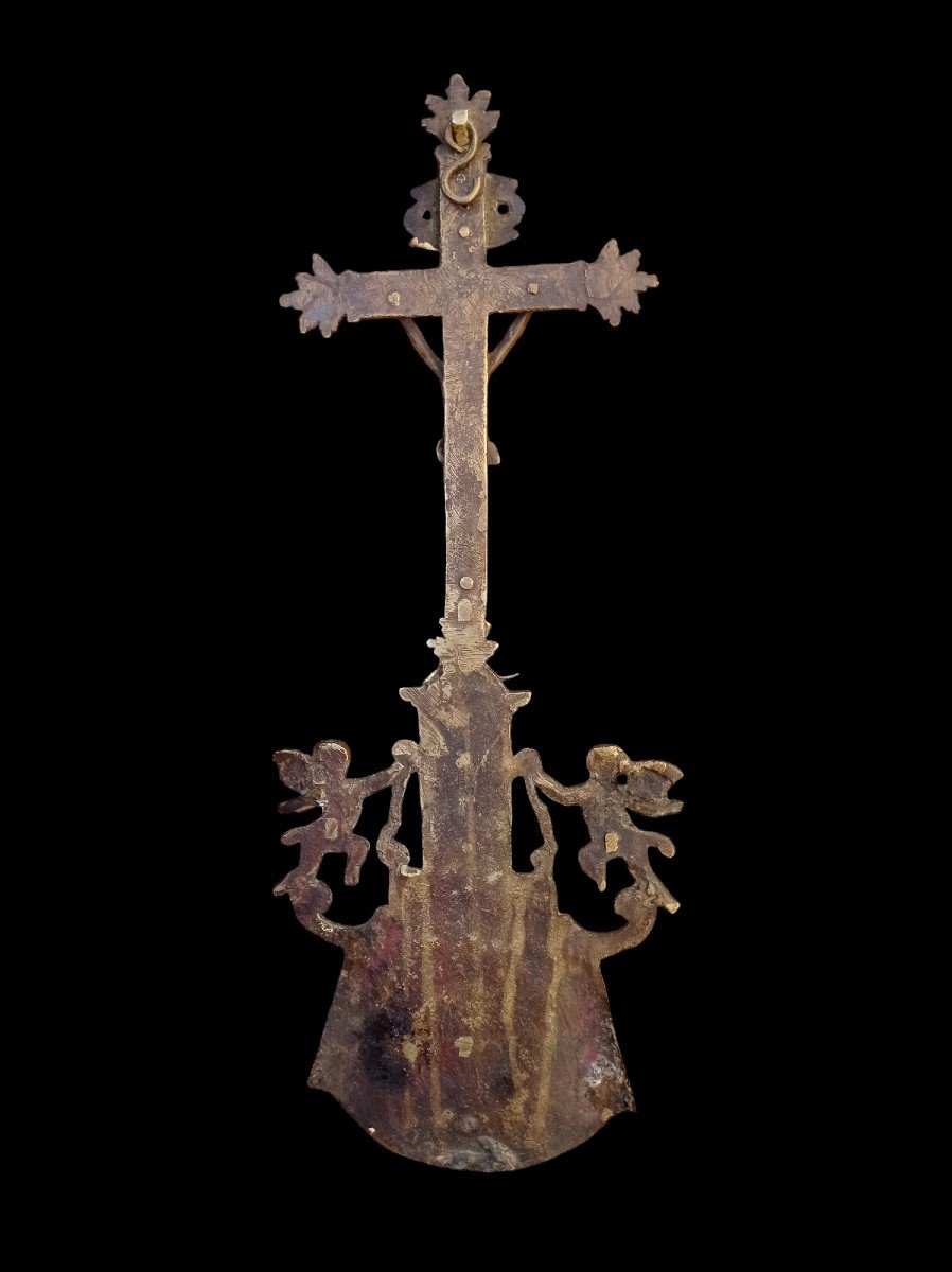 Benitier Bronze Crucifix XVIIth Century-photo-5