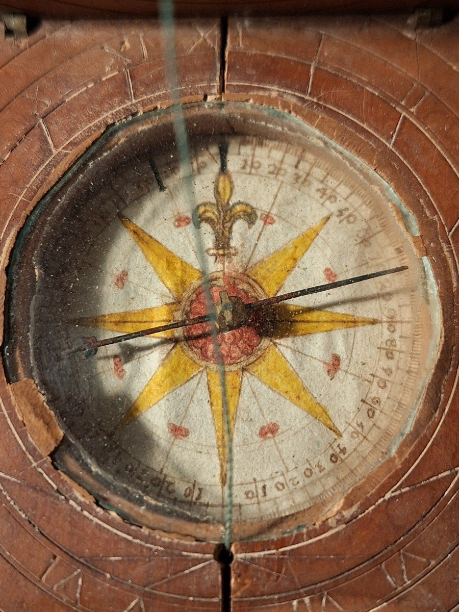 18th Century Boxwood Sundial Compass-photo-3