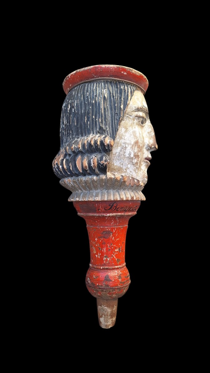 Carved Wooden Head From Noyon, Late 18th Century-photo-3