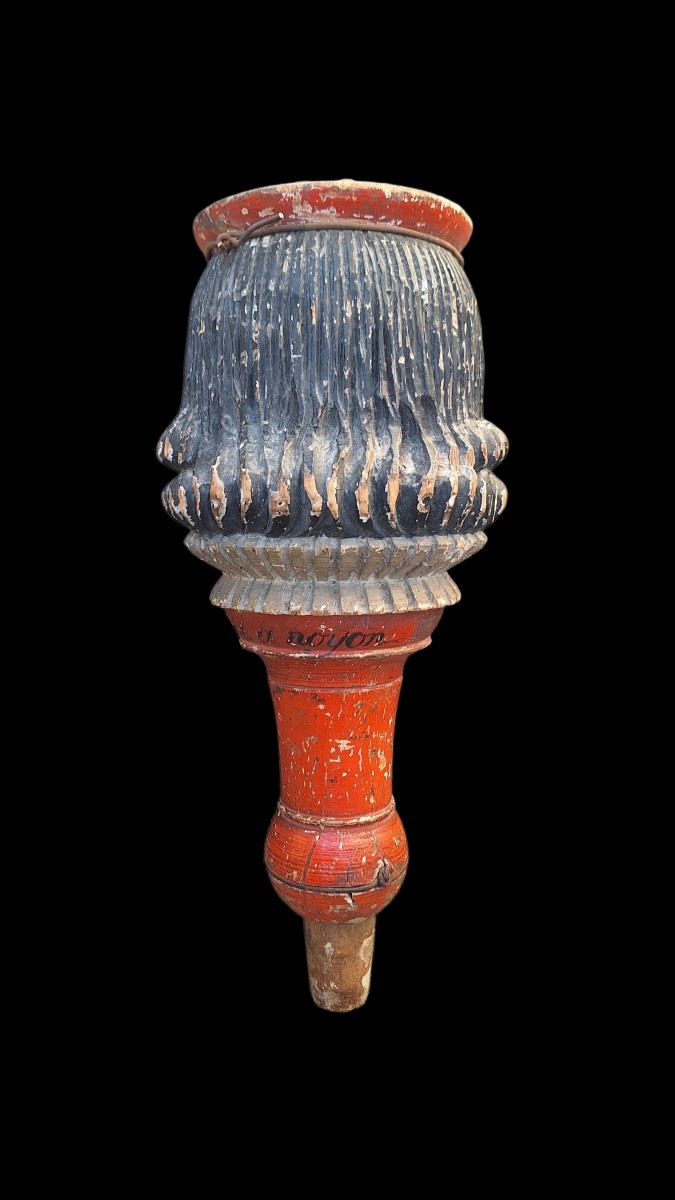 Carved Wooden Head From Noyon, Late 18th Century-photo-4