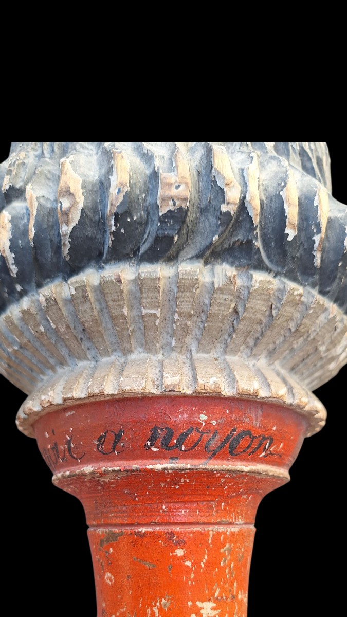 Carved Wooden Head From Noyon, Late 18th Century-photo-4