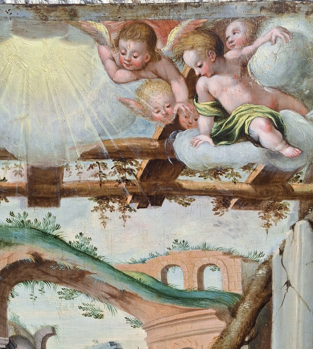 Grande huile sur cuivre Adoration des bergers -photo-4